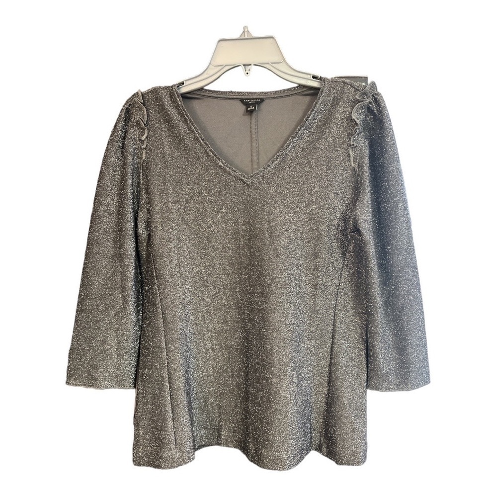Ann Taylor Petite Ruffle Sleeve Shimmer Top‎ Size Small